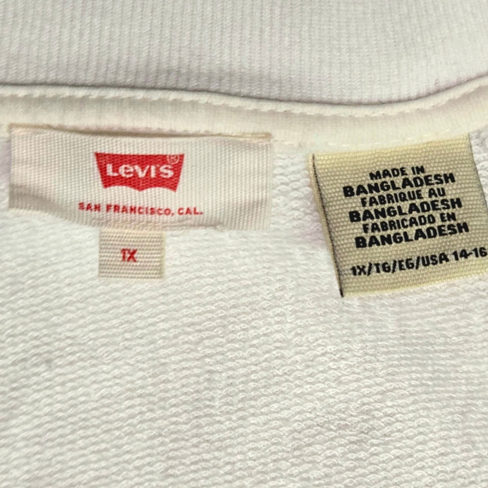 Levi's Sweatshirt Women 1X White Graphic Logo Raglan Retro French Terry Pullover - Picture 9 of 15
